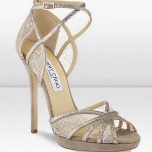 Jimmy Choo Fayme wedding bridal strappy heels gold metallic ivory